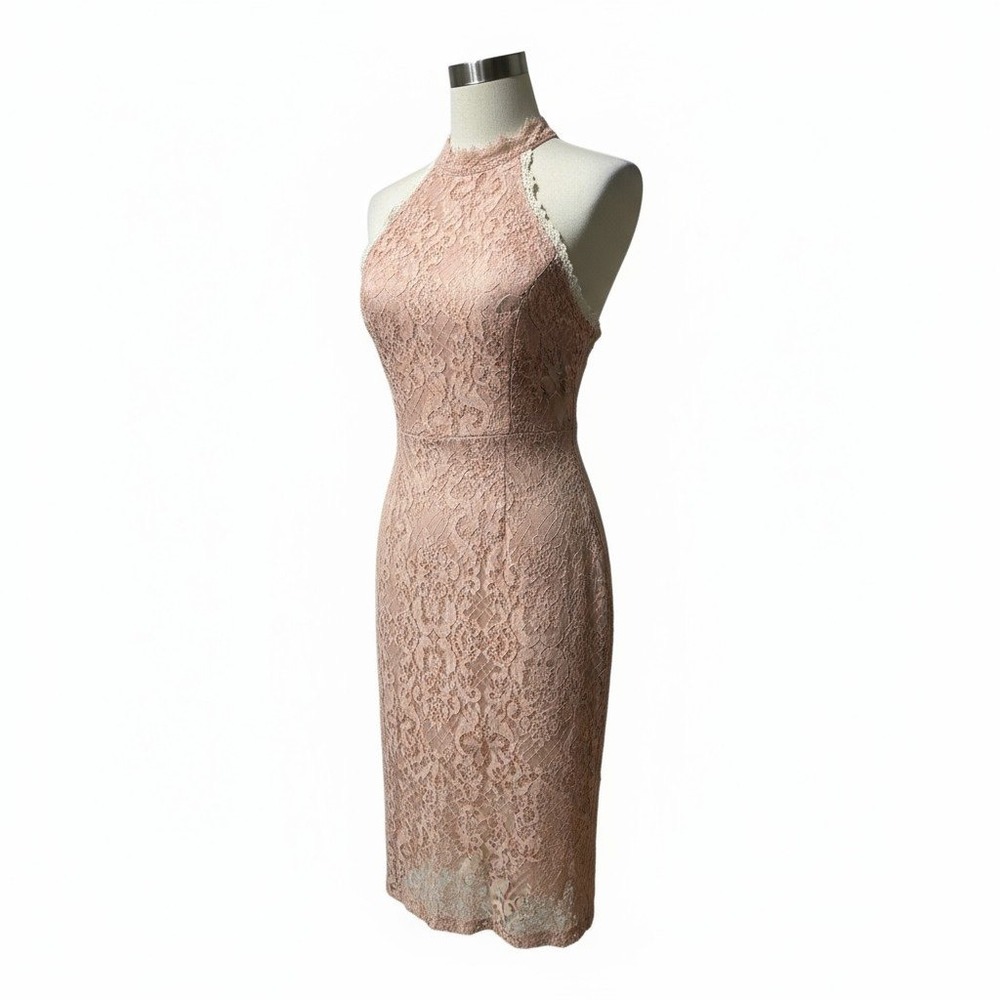 Akira Pink Lace Halter Bodycon‎ Dress Sleeveless Formal Party Cocktail Small